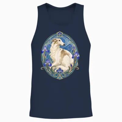 élégant Lévrier Russe Borzoi Art Nouveau Unisex Tank Top - Navy