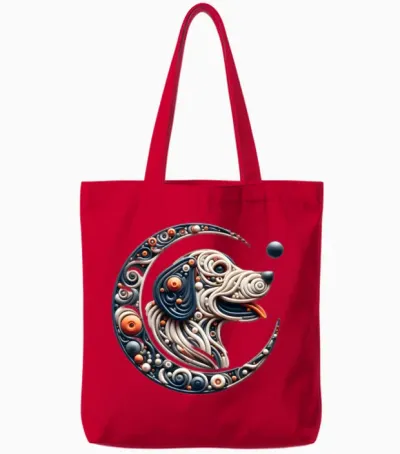 Lunar Dog Tote Bags - Red