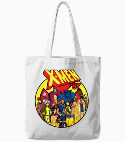 Marvel Studios X-Men '97 Animated Series Team and Title Logo T-Shirt, Black Tote Bags - White
