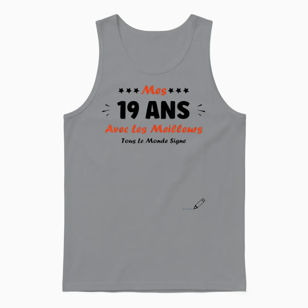 Signature 19 Years Birthday Humour 19 Years to Sign T-Shirt, White, S Unisex Tank Top in Sport Grey