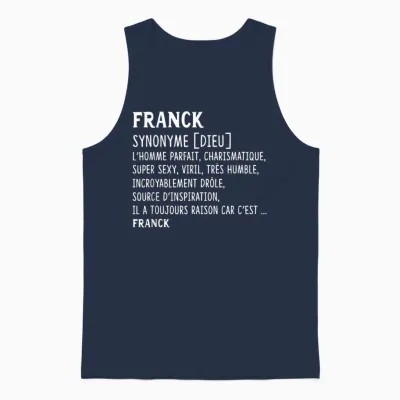 Men's Humor Name Custom Franck Definition T-Shirt, Black, S Unisex Tank Top - Navy