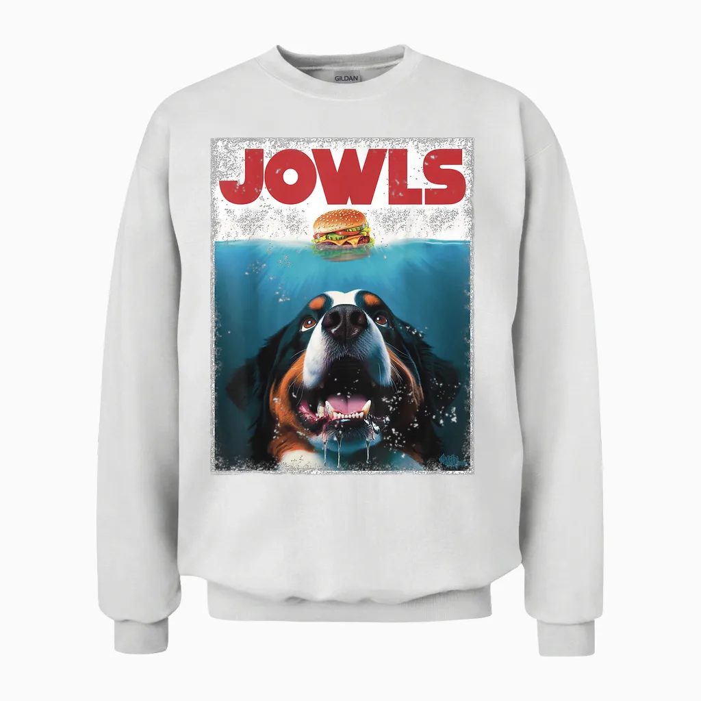 Funny Berner Jowls Burger Bernese Mountain Dog Mom, Dog Dad Unisex Sweatshirt in White