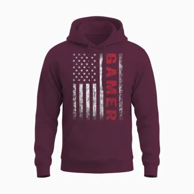 American Flag Funny Gamer Gift Video Games Boys Men Gaming Unisex Hoodie - Maroon