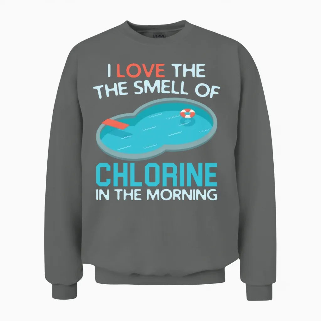 Funny Swimming Unisex Sweatshirt in Graphite Heather