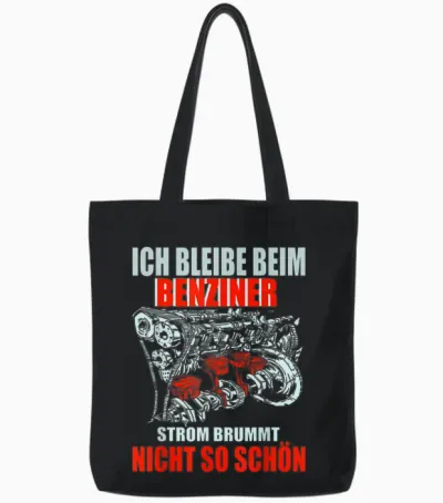 Anti Electric Car E-Car Petrol Engine Burner Motor T-Shirt, Black Tote Bags - Black