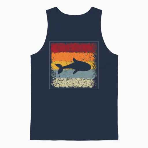 Fish Retro Unisex Tank Top in Navy