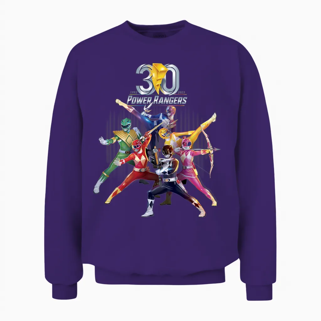 Kinder Power Rangers 30th Anniversary Mighty Morphin Vintage Unisex Sweatshirt in Purple