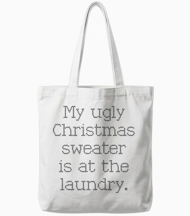 Funny Christmas Tote Bags in White