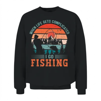 I Go Fishing Funny Fisher Fisherman Gift Unisex Sweatshirt - Black