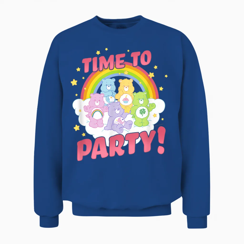 Care Bears Birthday Let's Party Vintage Rainbow Holiday Logo T-Shirt, Grey, S Unisex Sweatshirt in Royal