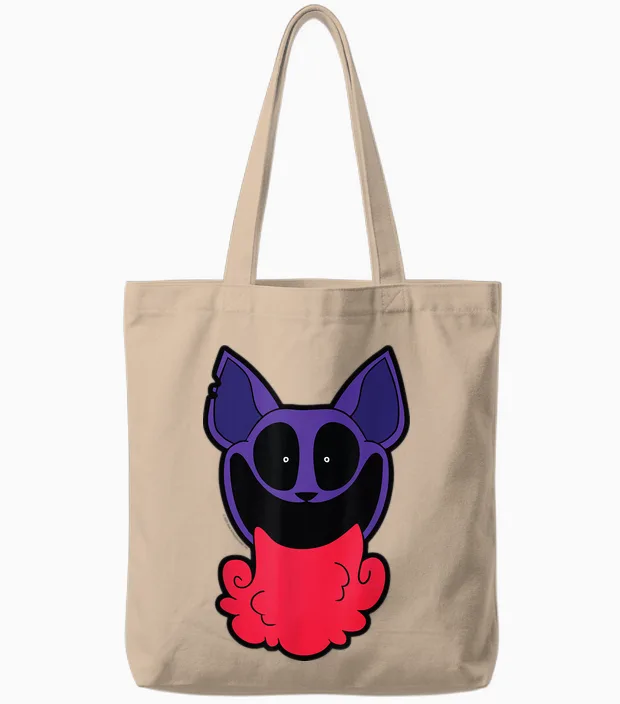 Poppy Playtime Catnap Weht Roten Rauch Tote Bags in Natural