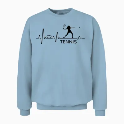 Tennis Tennis Player Gift Heartbeat Women's Girls T-Shirt, Gray Unisex Sweatshirt - Light Blue