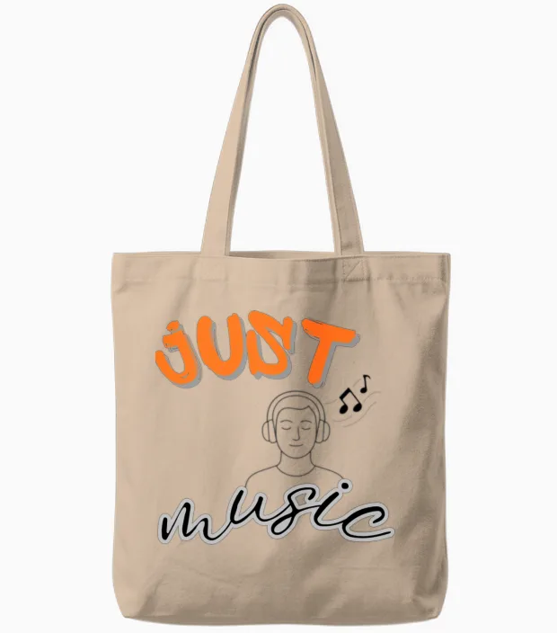 Just Music Headphones Lovers Tote Bags in Natural