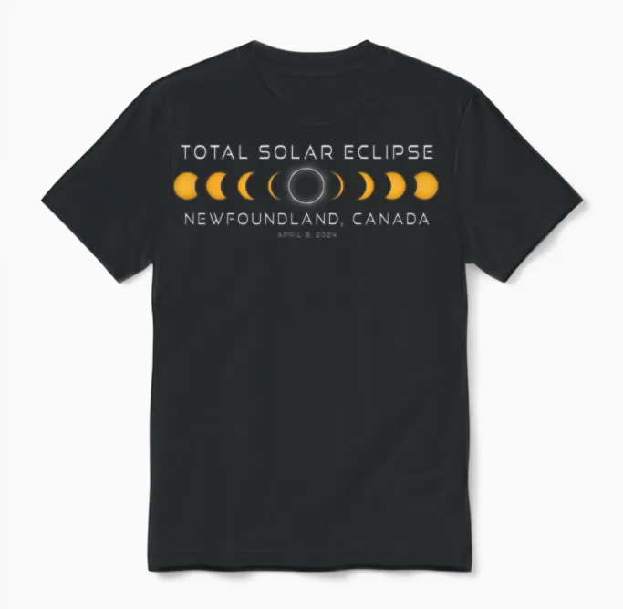 Newfoundland Canada Solar Eclipse 2024 April 8 Unisex T-Shirt in Black