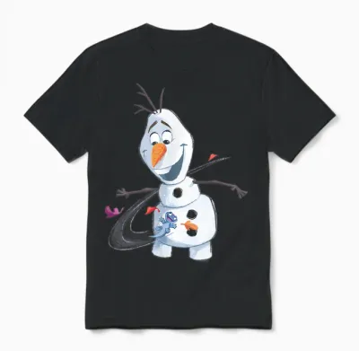 Disney Frozen 2 Olaf & Mattias Autumn Fun T-Shirt, Black, S Unisex T-Shirt - Black