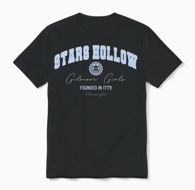 Kinder Gilmore Girls Star Hollow Unisex T-Shirt in Black