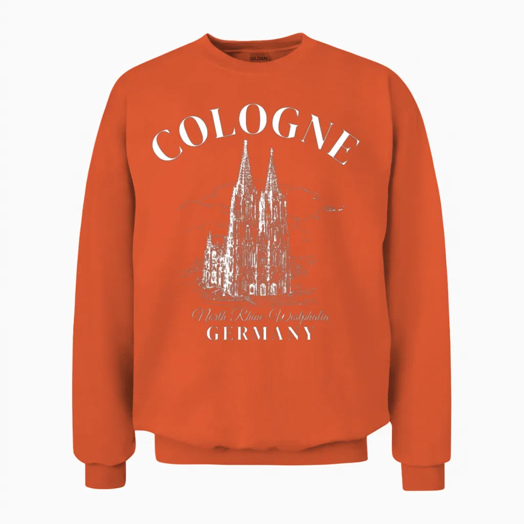 Cologne Germany Retro Unisex Sweatshirt in Orange