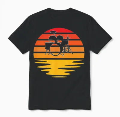 Drums Retro Unisex T-Shirt - Black