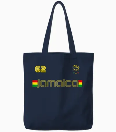 Jamaica 1962 Lion of Judah Rasta Reggae Flag T-Shirt, Black, S Tote Bags - Navy