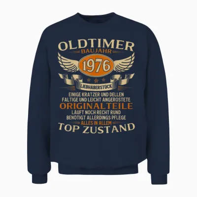 50th Birthday Man Gift Oldtimer 1976 50 Years Decorative Unisex Sweatshirt - Navy