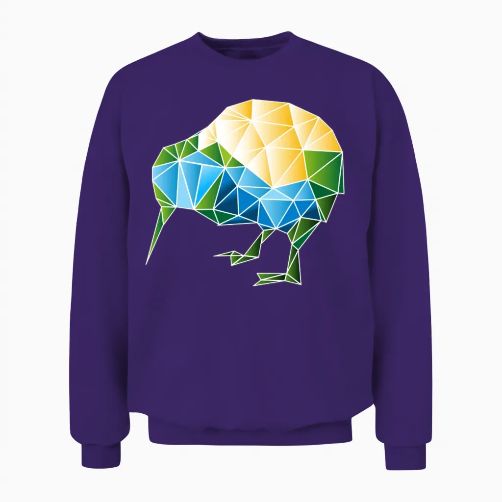 Polygon Kiwi Mosaic Unisex Sweatshirt in Purple