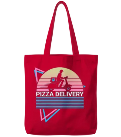 Pizza Delivery Retro Tote Bags - Red