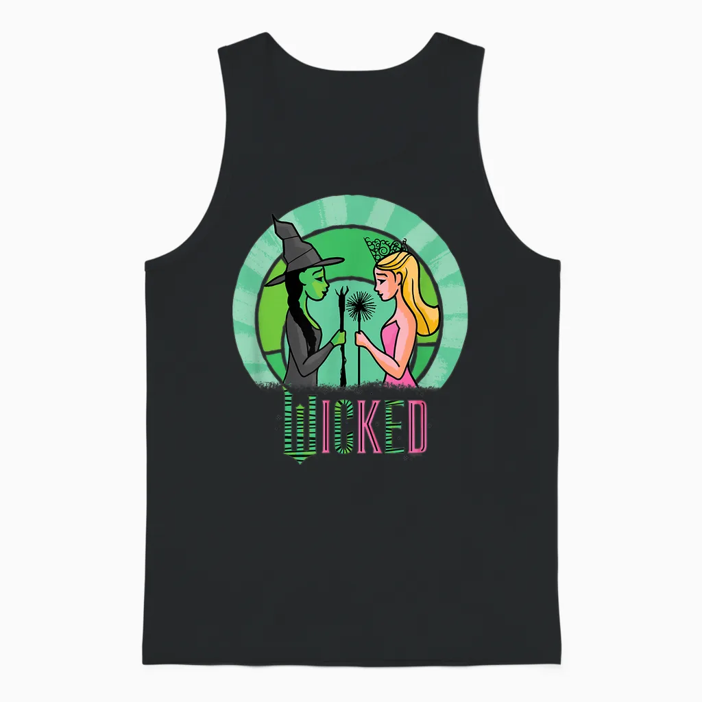 Wicked Glinda & Elphaba Sketched Unisex Tank Top in Black