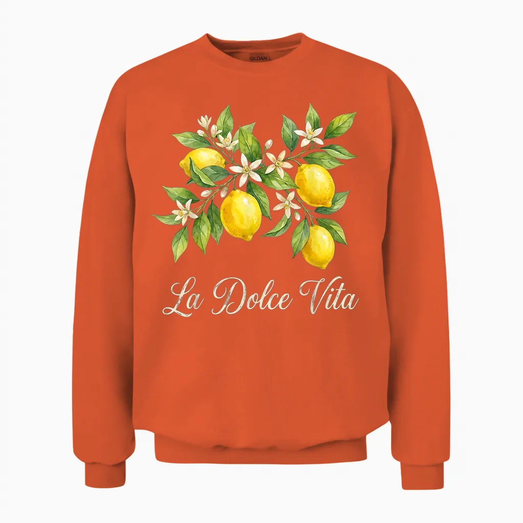 La Dolce Vita Lemon Italian Summer Limoncello Amalfi Coast Unisex Sweatshirt in Orange