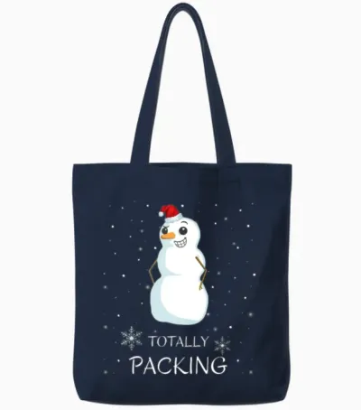 Christmas Men's Snowman Saying Totally Packing Tote Bags - Navy