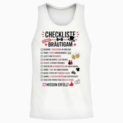 Jga Checkliste Bräutigam Aufgaben Junggesellenabschied Unisex Tank Top - White