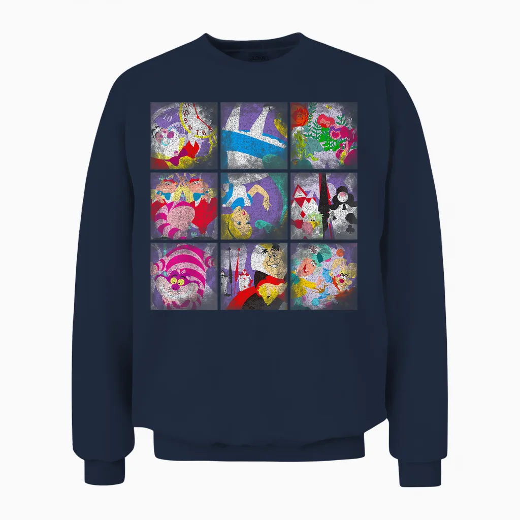 Disney Alice in Wonderland Stage Signs T-Shirt, Black, S Unisex Sweatshirt in Navy