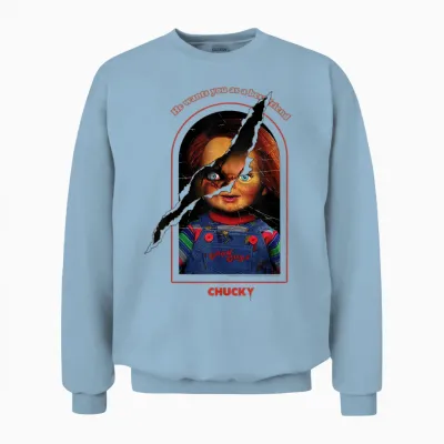 Chucky Split Face Unisex Sweatshirt - Light Blue