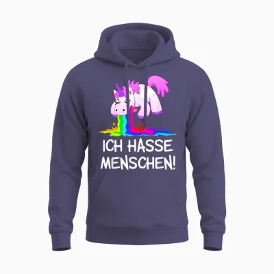 Ich Hasse Menschen Kotzendes Einhorn Unicorn Spaß Kostüm Unisex Hoodie - Heather Sport Dark Navy