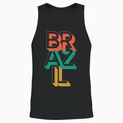 Brazil Retro Typography Unisex Tank Top - Black