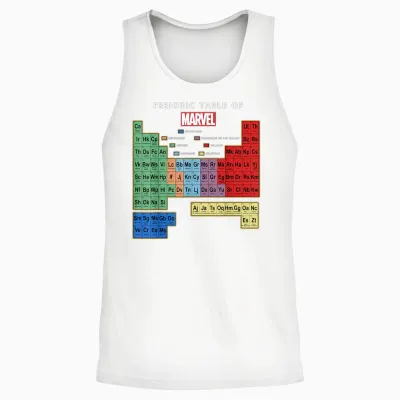 Marvel Ultimate Periodic Table of Elements Graphic Short Sleeve T-Shirt, Black, Small Unisex Tank Top - White