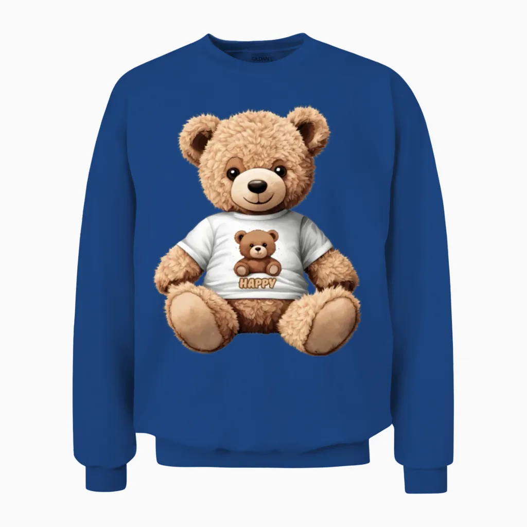 'happy' Teddy Bear Gd Wildlife Unisex Sweatshirt in Royal