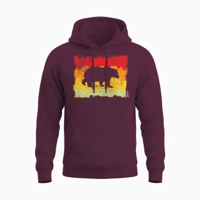 Bear Retro Unisex Hoodie - Maroon