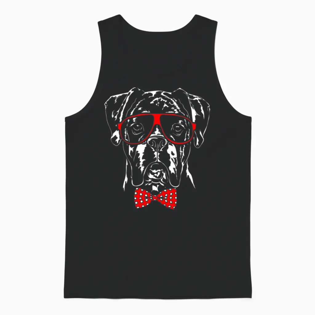 Funny German Boxer Dog Smart Dog Clever Dog Unisex Tank Top in Black