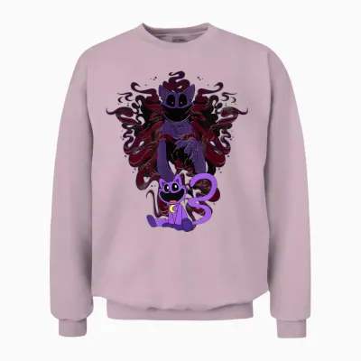 Poppy Playtime Catnap Shows His Bigger Bodie in the Shadows Unisex Sweatshirt - Light Pink