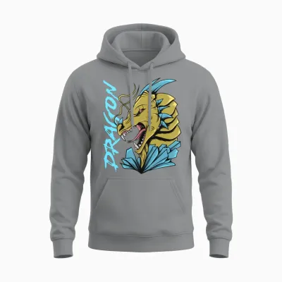 Retro Spooky Dragon Unisex Hoodie - Sport Grey