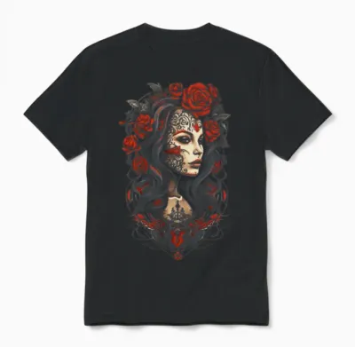 Women and Roses, Retro, Vintage Unisex T-Shirt - Black