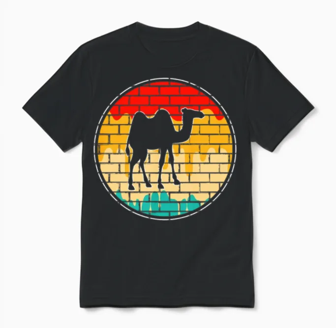 Camel Retro Unisex T-Shirt in Black
