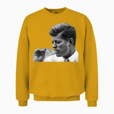 Jfk John F Kennedy Cigar Smoker T-Shirt, Black Unisex Sweatshirt - Gold