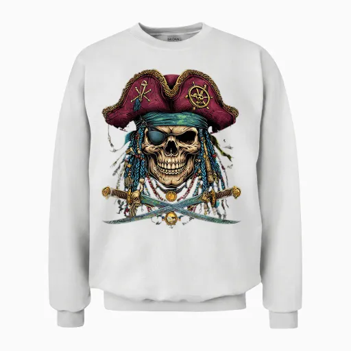 Squelette De Pirate Bateau Bateau Capitaine Pirate Art Homme Femme Unisex Sweatshirt - White
