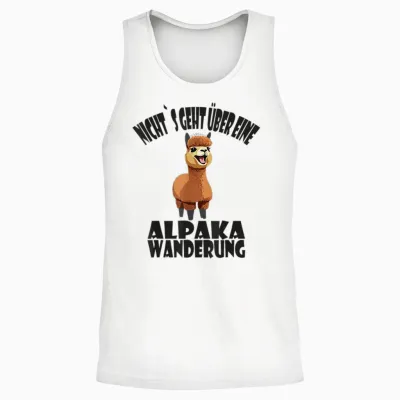 Alpaca Hiking, Funny Alpaca and Lama Saying T-Shirt, White Unisex Tank Top - White
