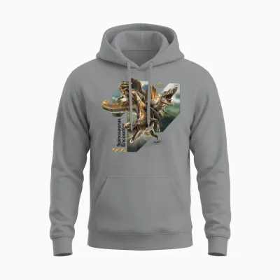 Jurassic World Rebirth Spinosaurus Hunting T-Shirt, Black, S Unisex Hoodie - Sport Grey