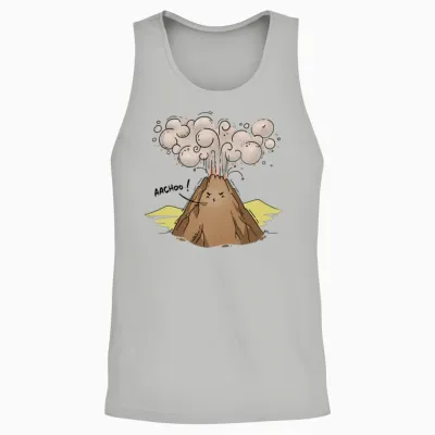 Volcano Achoo Funny Unisex Tank Top - Ash