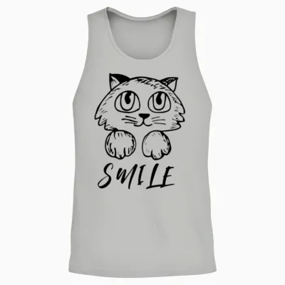 Cat Cute Smile Unisex Tank Top - Ash