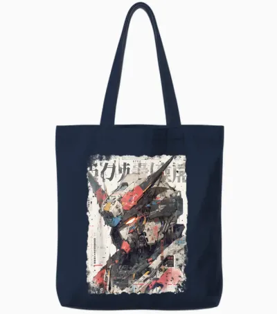 Hip Hop Y2k Vintage Hipster Edgy Urban Streetwear Roboter Tote Bags - Navy