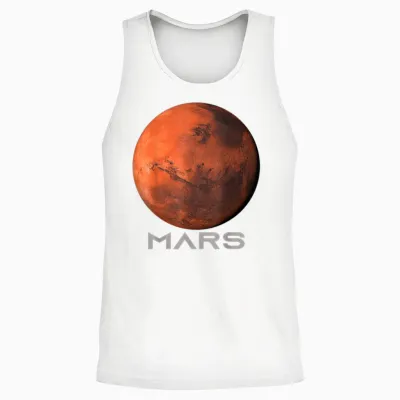 Mars Planet Shirt, Solar System Planet T-Shirt for Women, Men, Children, T-Shirt, Black Unisex Tank Top - White
